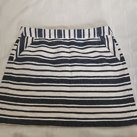 Banana Republic Navy Blue and White A-Line Mini Skirt - Picture 1 of 16